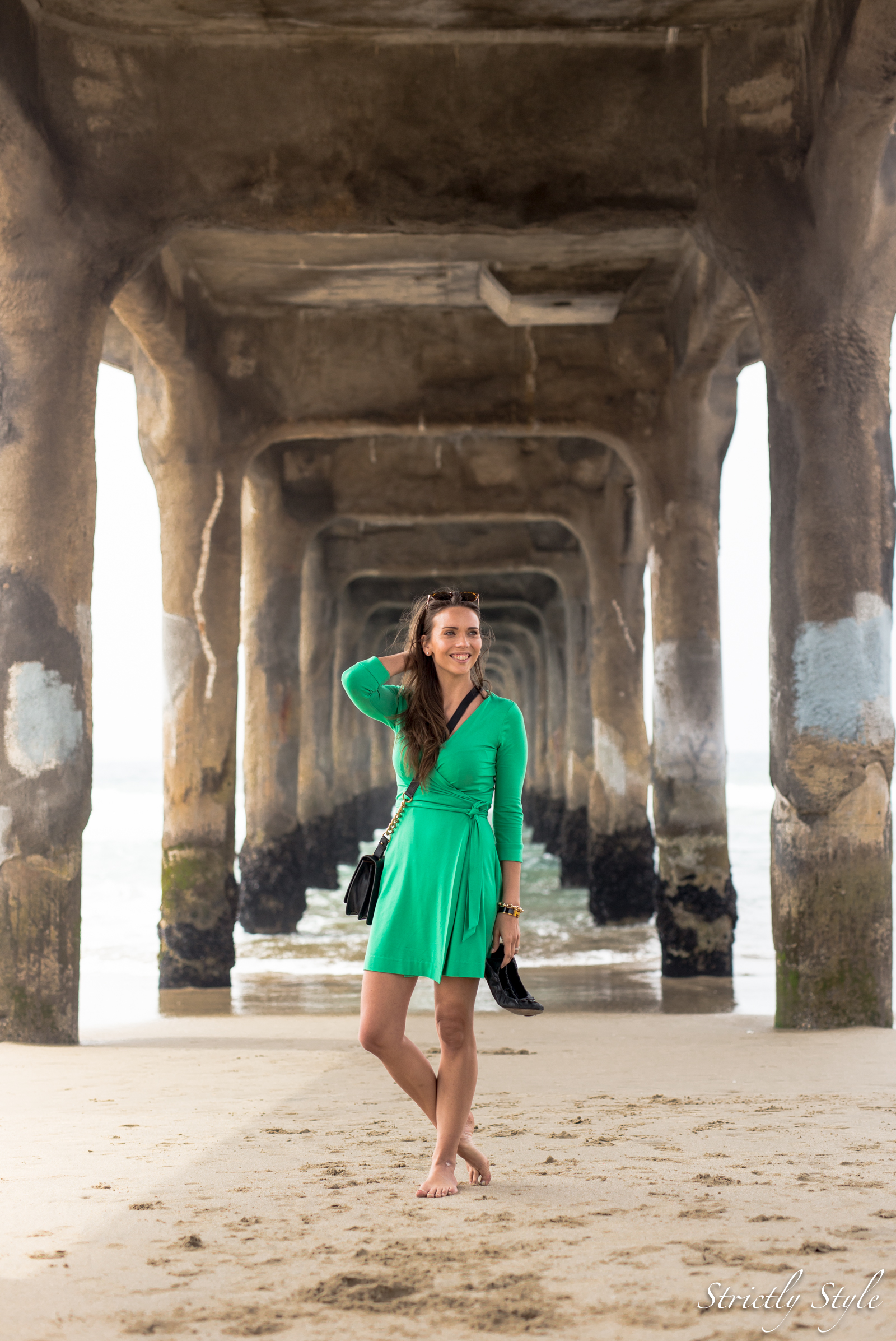 emerald green dvf dress manhattan pier-9521